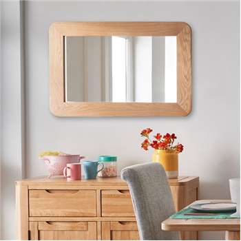 ROMSEY - Natural Solid Oak Wall Mirror (H60 x W90 x D3cm)