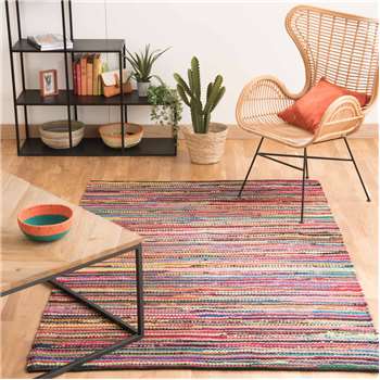ROULOTTE cotton woven rug, multicoloured 140 x 200cm