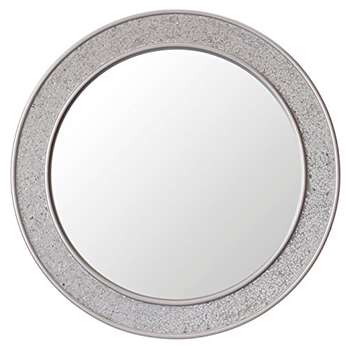 Glamour by Casa Chic Round Mosaic Wall Mirror, Silver (Diameter 60cm)
