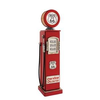 ROUTE 66 metal and wood CD rack and lamp in red (95 x 23cm)