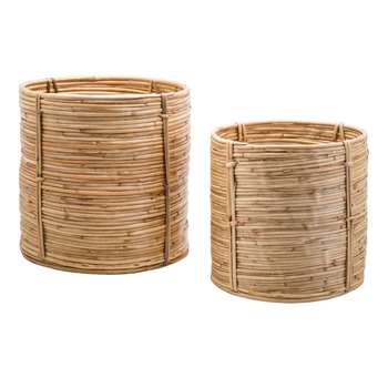Safari Set 2 Cylinder Cane Baskets