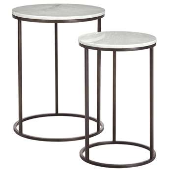 Farley Marble Round Nest of Tables (H54 x W42 x D42cm)