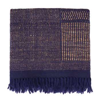 Sarni Wool Blanket, Natural & Dark Blue (200 x 230cm)