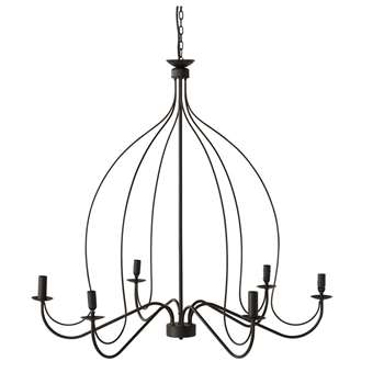 SAUMUR metal 6 branch chandelier in black D 100cm