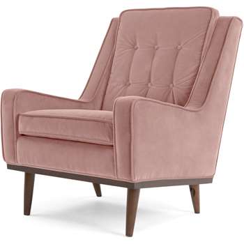 Scott Armchair, Blush Pink Cotton Velvet (H94 x W70 x D91cm)