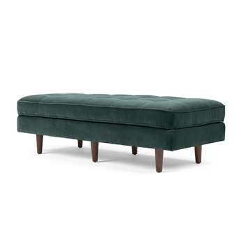 Scott Ottoman Bench, Petrol Cotton Velvet (H44 x W150 x D63cm)