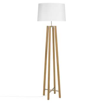 SHEFFIELD White Oak Tripod Floor Lamp with White Shade (Height 164cm)