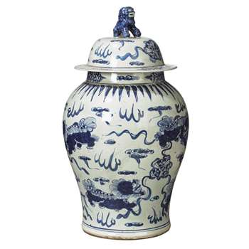 Shenlong Lidded Jar - White/Blue (63 x 33cm)