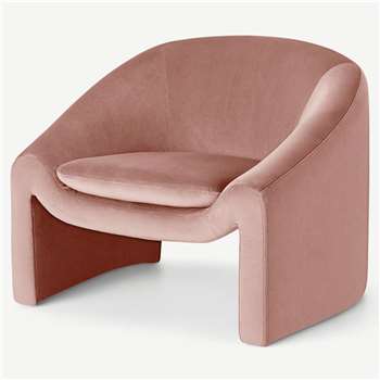 Shona Accent Armchair, Soft Pink Velvet (H71 x W89 x D80cm)