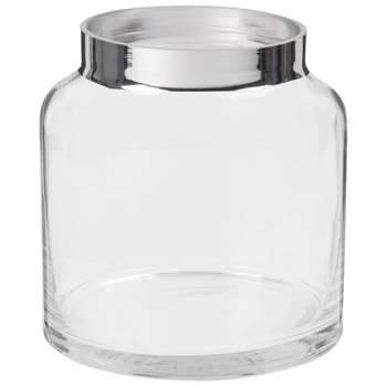 Silver and Clear Glass Vase (H13 x W13 x D13cm)