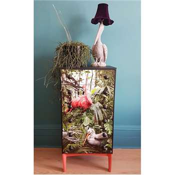 Sir Dandylion - Fantastic Flamingo and Pelican Professionally Upcycled Mid-Century Chest of Drawers (H110 x W52 x D45cm)