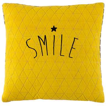 SMILE yellow/grey cushion (40 x 40cm)