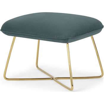 Stanley Footstool, Marine Green Velvet (H40 x W60 x D51cm)