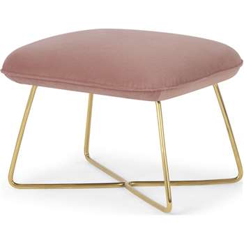 Stanley Footstool, Velvet Vintage Pink (H40 x W60 x D51cm)