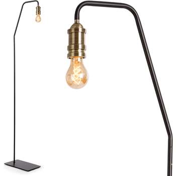 Starkey Floor Lamp, Black and Brass (165 x 32cm)