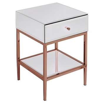 Stiletto Toughened White Glass and Rose Gold Side Table (H60 x D40 x 40cm)