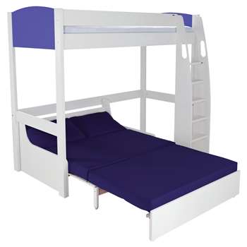 Stompa Uno S Plus High-Sleeper with Sofa Bed, Blue/Blue
