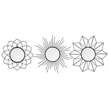 SUZI - Set of 3 Round Metal Mirrors (H25 x W25 x D2cm)