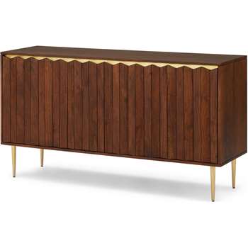 Talin Wide Sideboard, Walnut Stain Acacia wood and Brass (H76 x W140 x D40cm)