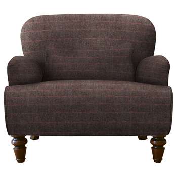 Tetrad Lewis Armchair, Mahogany Leg, Peat Herringbone (H77 x W86 x D95cm)