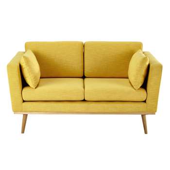 TIMEO 2 seater fabric sofa in yellow (78 x 145cm)