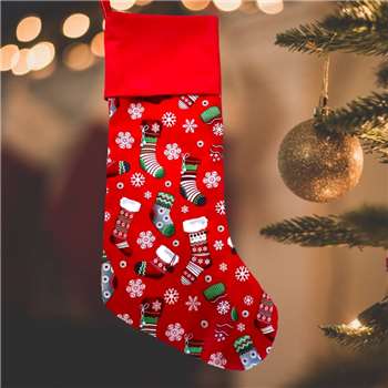 Traditional Christmas Fabric Stocking, Red (H36 x W20cm)