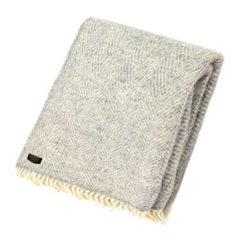 Tweedmill - Fishbone Wool Throw - Silver Grey (H150 x W183cm)