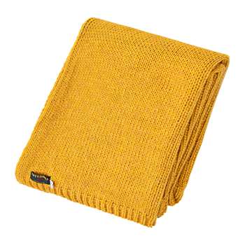 Tweedmill - Knitted Alpaca Throw - Mustard (H130 x W180cm)