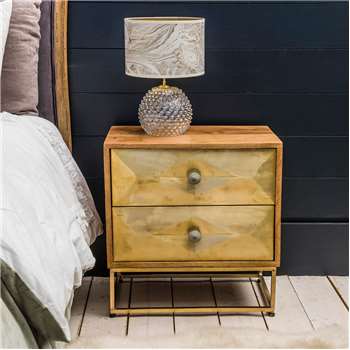 Umberto Brass Bedside Table (H55 x W55 x D35cm)