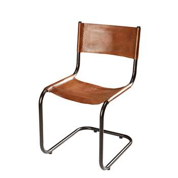 VALMY Camel calfskin and black metal chair (84 x 47cm)