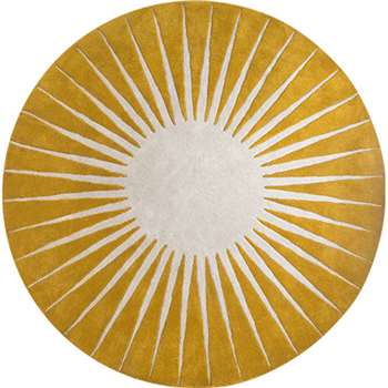 Vaserely Large Circular Wool Rug, Mustard (200 x 200cm)