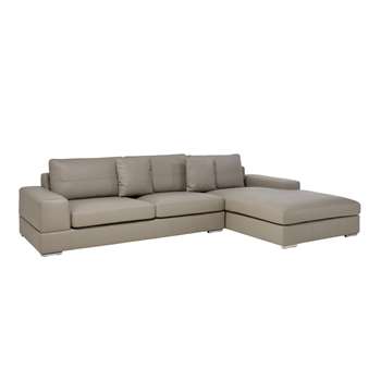 Verona leather right hand corner sofa light grey (65 x 318cm)