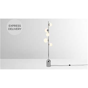 Vetro Floor Lamp, Chrome & Opal Glass (H160 x W35 x D35cm)