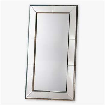 Vienna Rectangular Bevelled Glass Frame Leaner/Wall Mirror, Clear (H140 x W80 x D4cm)