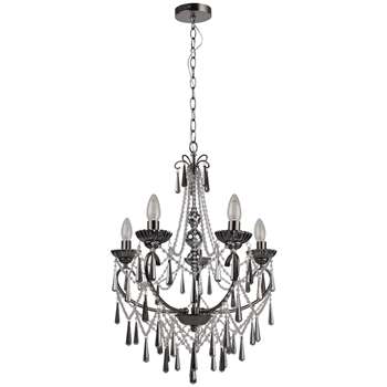 Volta 5 Light Chandelier Smoked Glass (H102 x W48 x D48cm)