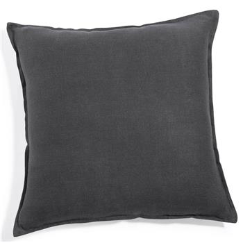 Washed linen cushion in charcoal grey 60 x 60cm