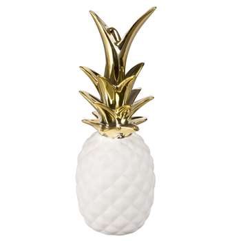 WHITE GOLD White and Gold Porcelain Pineapple Figurine (13 x 13cm)