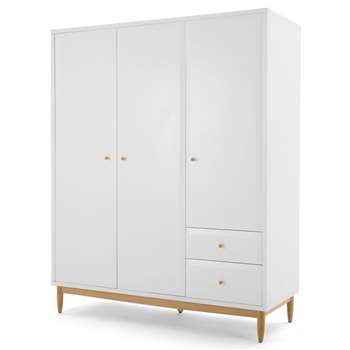 Willow Triple Wardrobe, White and Oak (H185 x W150 x D58cm)
