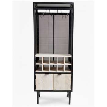 Wine Cabinet - Black And Natural (H146 x W56 x D38cm)