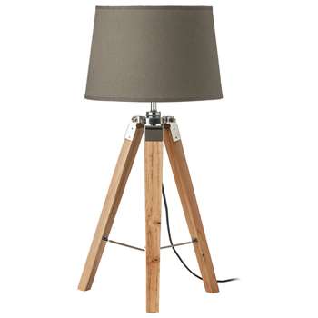 Wood Base Tripod Table Lamp - Grey (66 x 30cm)