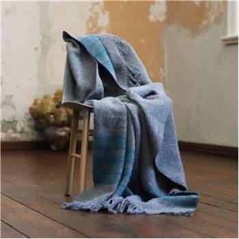 WoolMe Gold, Turquoise Grey Wool Throws Federico (130 x 200cm)