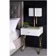 Aurelia White and Champagne Gold Bedside Table (H61 x W45 x D39cm)