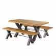 BROOKLYN - Natural Solid Oak 6ft Dining Table with 2 Benches and Tension Bar (H78 x W180 x D90cm)