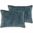 Castele Set of 2 Velvet Cushions, Dark Teal (H35 x W50cm)