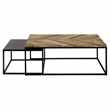 CHEVRON 2 metal and recycled wood nested coffee tables (45 x 120cm)