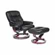 Collection Santos Leather Effect Recline Chair/Footstool -Black