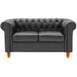 Colletion Chesterfield Regular Leather Sofa - Black