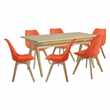 Habitat Jerry Wood Effect Dining Table & 6 Orange Chairs (H75 x W85 x D54.5cm)