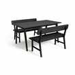 Habitat Nel Wood Dining Table & 2 Black Benches (H85.6 x W75 x D79cm)