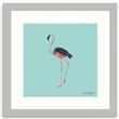 Helen Magee - Hairy Fruit Flamingo Framed Print & Mount, Blue/Multi (H33.5 x W33.5 x D2cm)